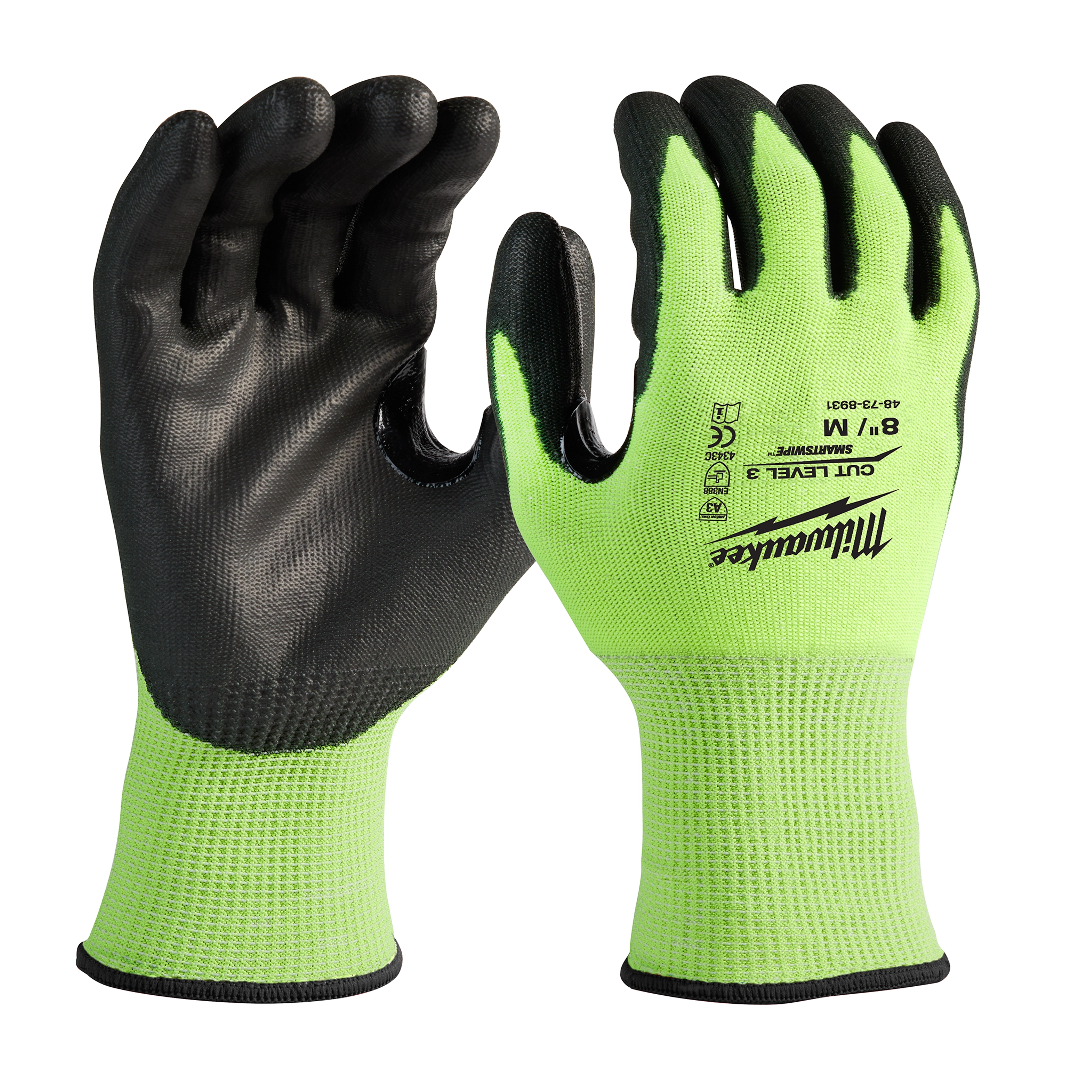Hi-Vis Cut Level 3 Polyurethane Dipped Gloves | Milwaukee Tool