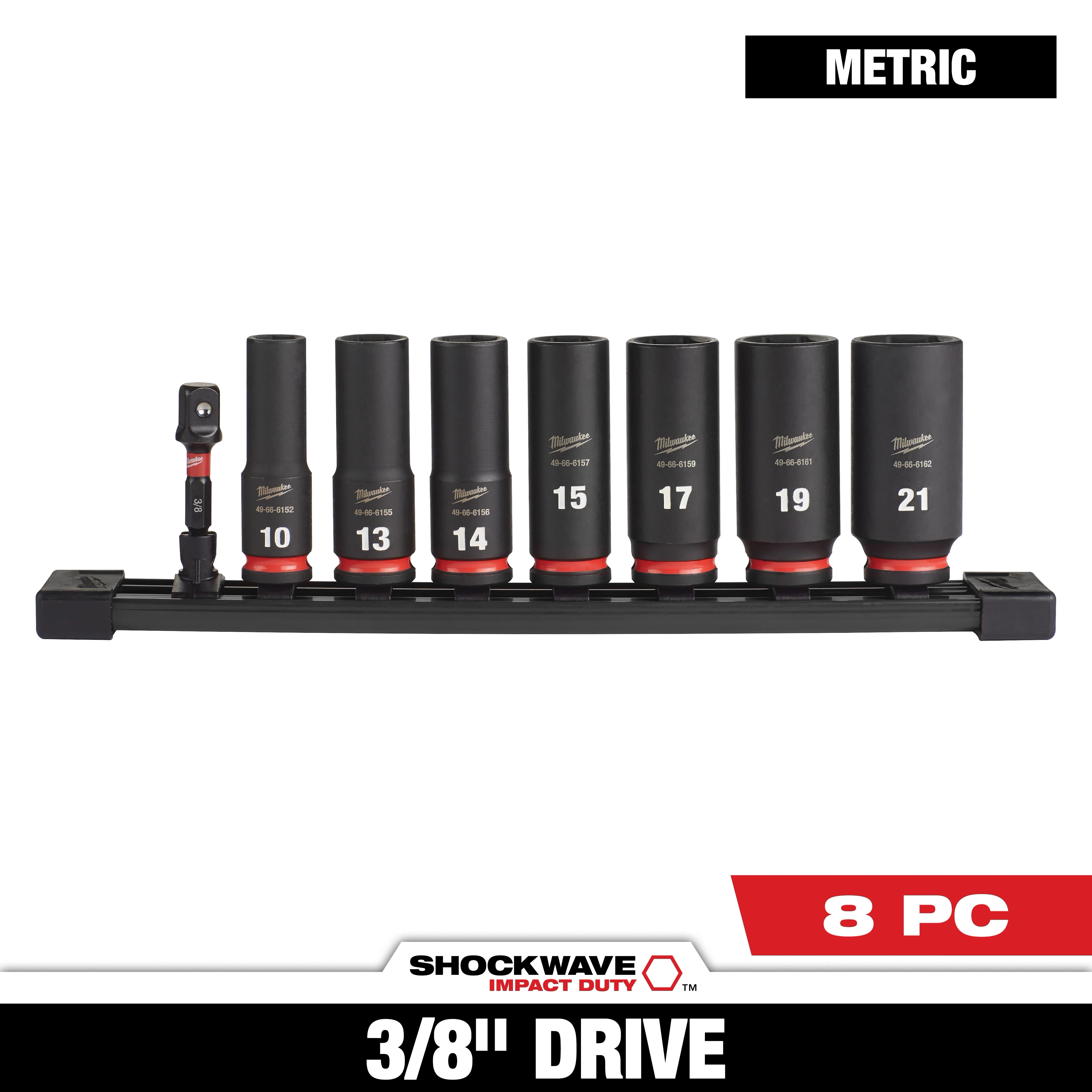 VCT 12pc 3/8-inch Drive Deep Impact Socket Set – SAE, 6 Point, Deepwell, Standard Measurement