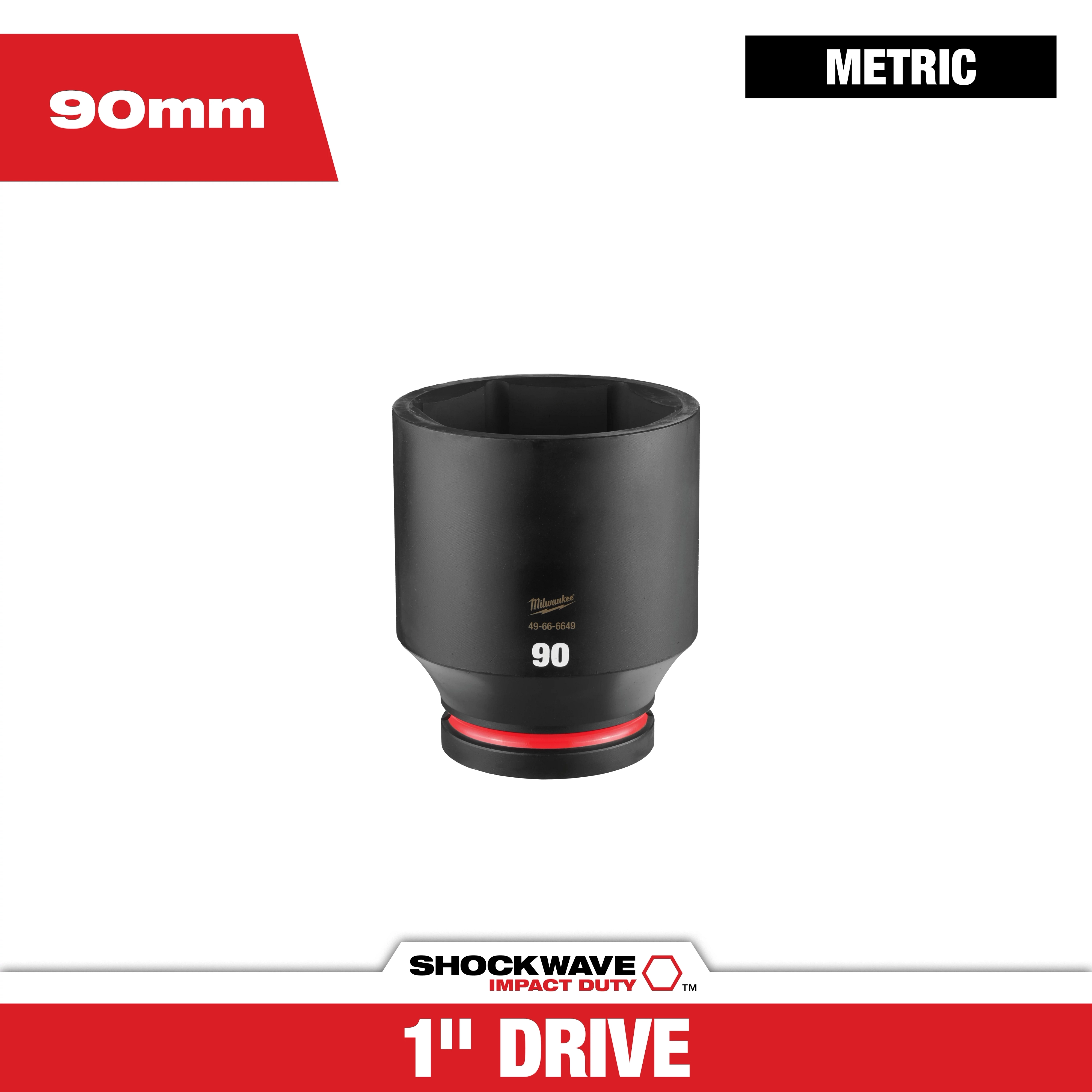 SHOCKWAVE Impact Duty 1" Drive 90MM Deep 6 Point Socket standing centered on a plain background