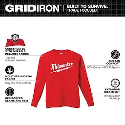 Heavy Duty Tee - Long Sleeve Logo Walkaround featuring tear-resistant, moisture-wicking fabric, reinforced seams, anti-odor treatment, and a cotton-polyester blend for comfort.