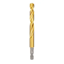 Red Helix Titanium Impact Drill Bit features a gold-colored spiral design for enhanced performance and durability in drilling applications.