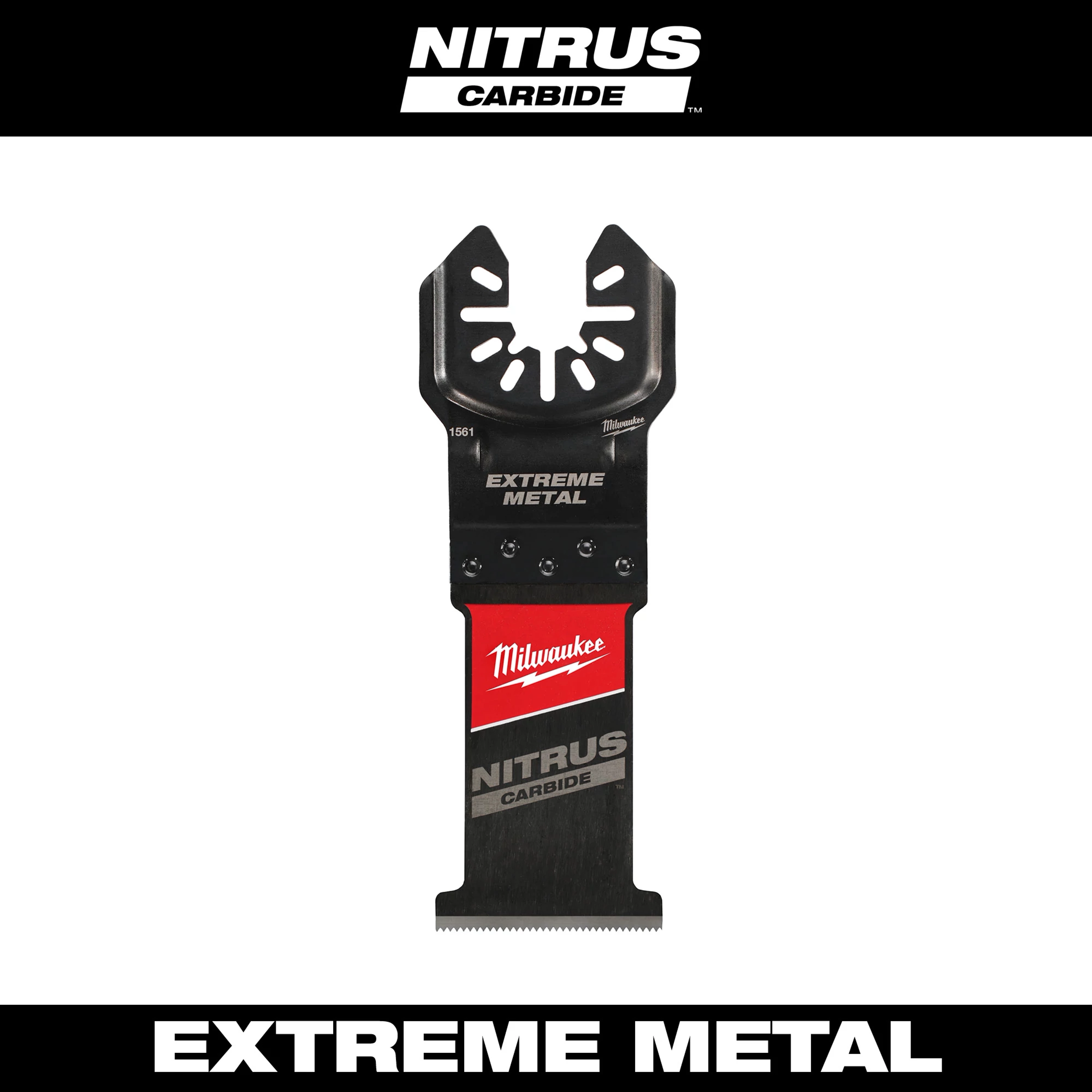 NITRUS CARBIDE Extreme Metal Universal Fit OPEN-LOK Multi-Tool Blade 1PK features a durable design with metal-cutting teeth.