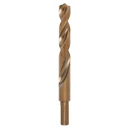 RED HELIX Cobalt 1/2" Drill Bit with a gold metallic finish, featuring a spiral flute design for efficient drilling.