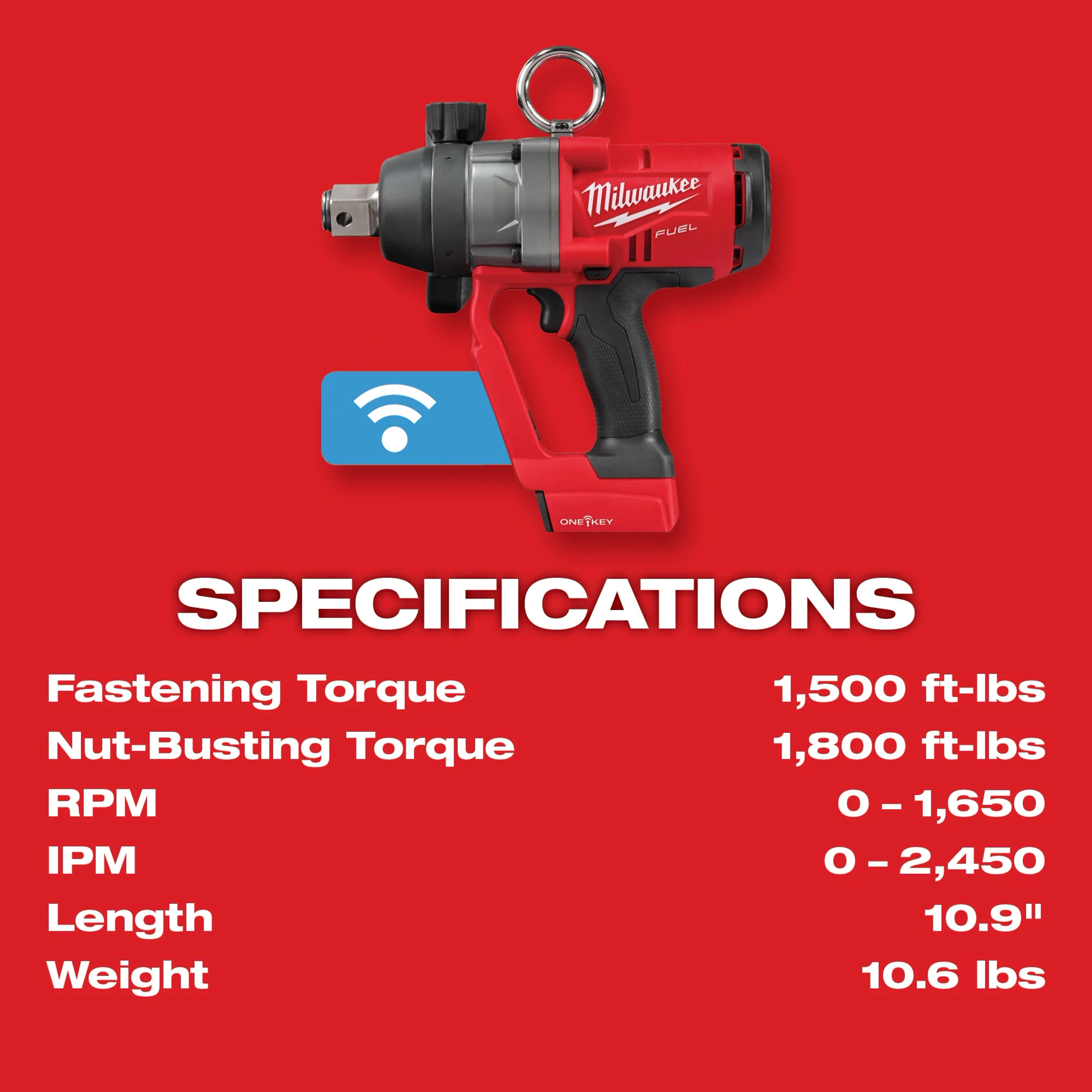 M18 FUEL™ 1" High Torque Impact Wrench w/ ONE-KEY™ Specs