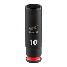SHOCKWAVE Impact Duty 1/4" Drive 10MM Deep Impact Socket with black finish, labeled "49-66-6044" and "10" in white.