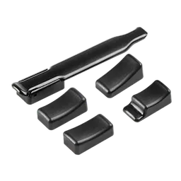 The M12 FUEL™ Ratchet Modular Trigger Cap Kit includes one elongated trigger cap and four ergonomic modular caps designed to fit the M12 FUEL™ ratchet. The components are black with a smooth finish, enhancing grip and comfort during operation.