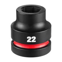 SHOCKWAVE Impact Duty 1" Drive 22MM Standard Impact Socket. Black with a red ring, and labeled "22".