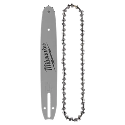 12" Low Profile Pitch, .043" Gauge Saw Chain and Guide Bar Set, including a metal guide bar and a matching chain.