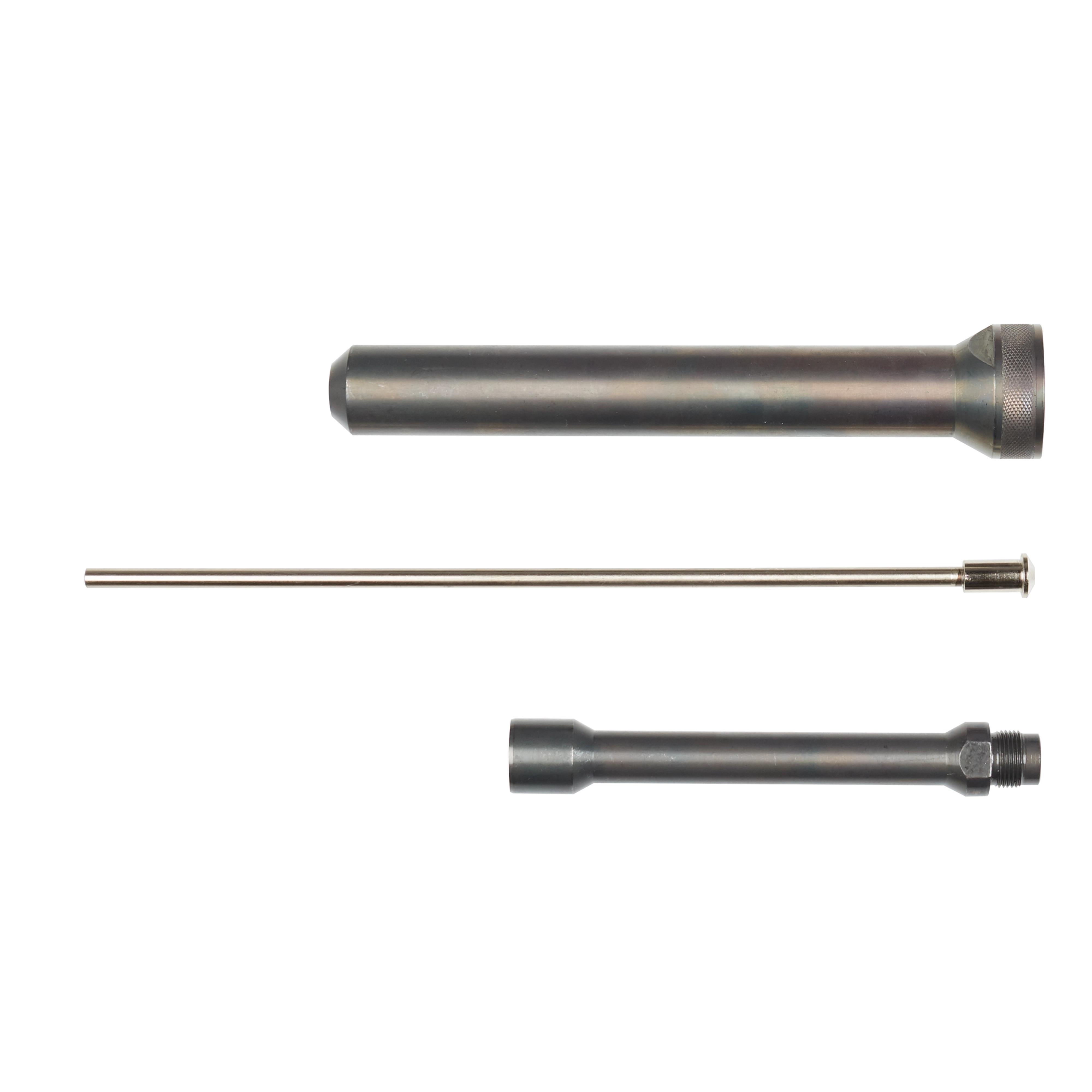 M12 Rivet Tool 6” Extension Primary includes a cylindrical extension, a connecting rod, and an additional attachment piece.