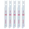 Five 2-3/4" 24TPI Metal Cutting U Shank Jig Saw Blades displayed vertically, with the text "Bi-Metal" and "Swiss Made."