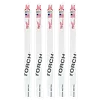 Five 12" 24 TPI TORCH™ SAWZALL® Blades for Thin Metal are displayed upright in a row. Each blade is white with the brand's logo in red and says "TORCH™ Thin Metal." The blades are made in the USA.