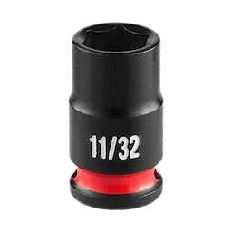 SHOCKWAVE Impact Duty 1/4" Drive 11/32" Standard Impact Socket, black with a red ring and white "11/32" marking.
