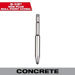 5-1/2 in. SDS Plus Hammer Steel Bull Point Chisel, designed for concrete applications, shown against a white background.
