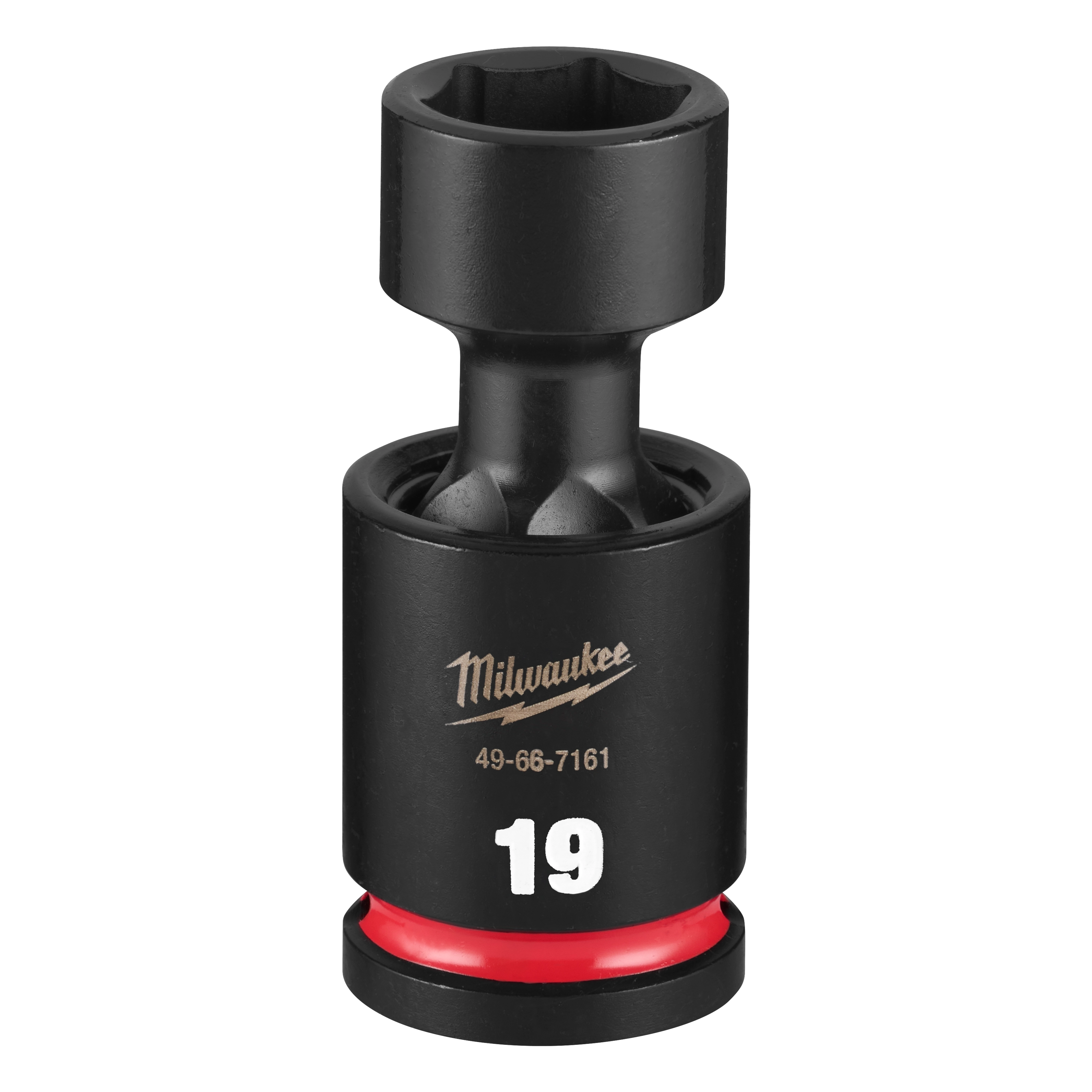 SHOCKWAVE Impact Duty 1/2" Drive 19MM Standard Swivel Socket standing upright with a red band near the base.