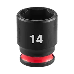 SHOCKWAVE Impact Duty 1/4" Drive 14MM Standard Impact Socket, black with a red ring at the base, marked with "14".