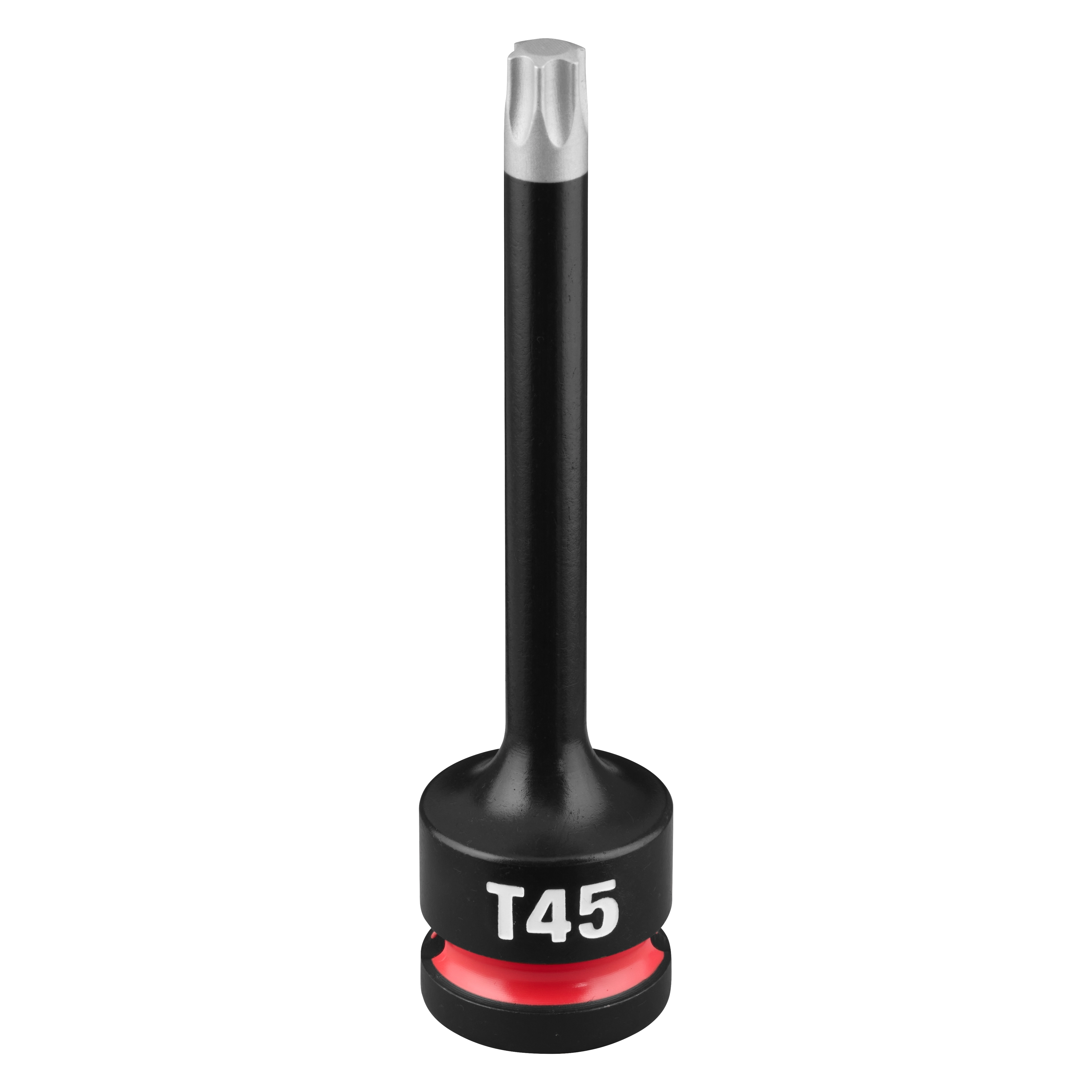 SHOCKWAVE Impact Duty 1/2" Drive 4" Torx T45 Bit Socket standing upright on a plain background.