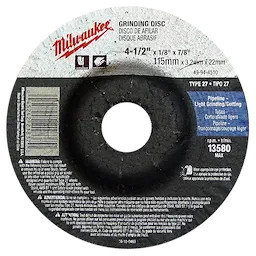 49-94-4580 - 4-1/2" X 1/4" X 7/8" GRINDING WHEEL (TYPE 27)