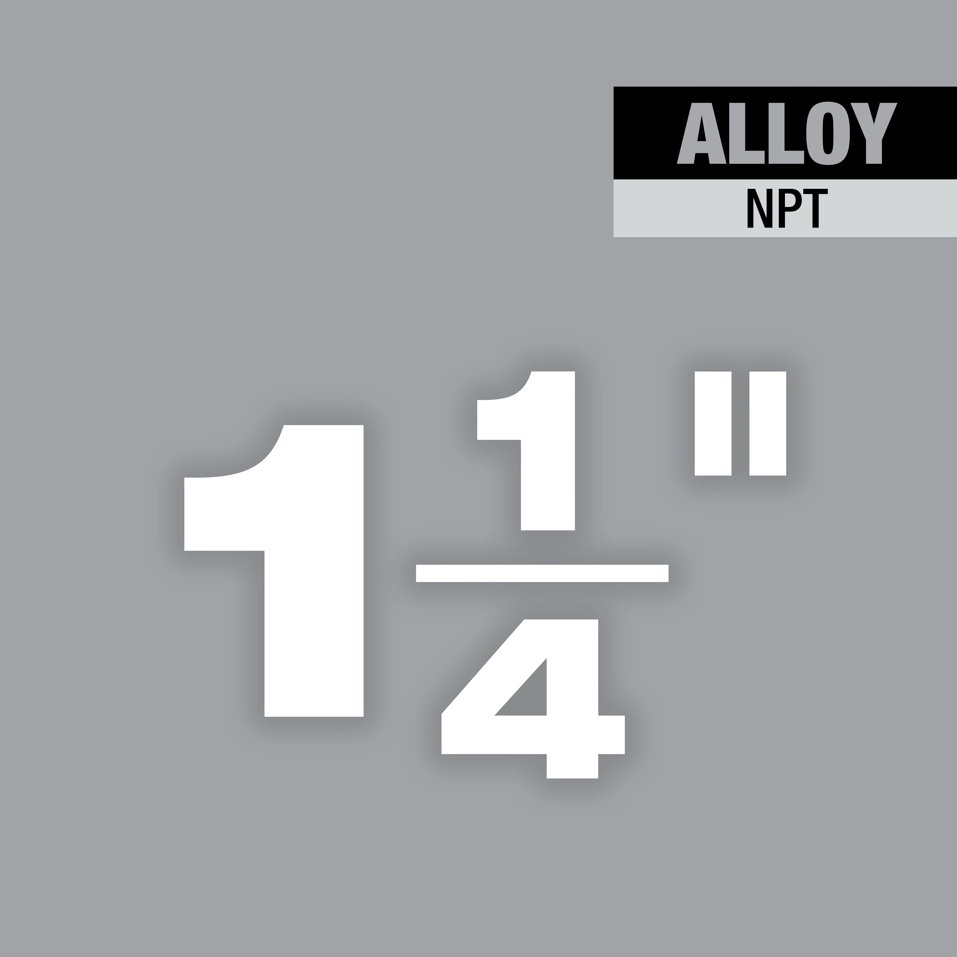 1-1/4" ALLOY NPT Forged Aluminum Die Head product image displays specifications in white text on a gray background.