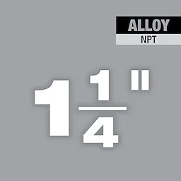 1-1/4" ALLOY NPT Forged Aluminum Die Head product image displays specifications in white text on a gray background.