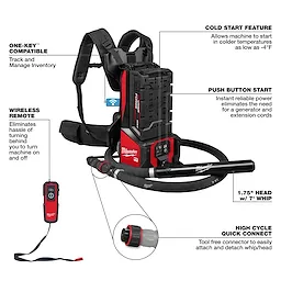 MX FUEL™ Backpack High Cycle Concrete Vibrator Kit w/ 7' Whip / 1.75" Head
