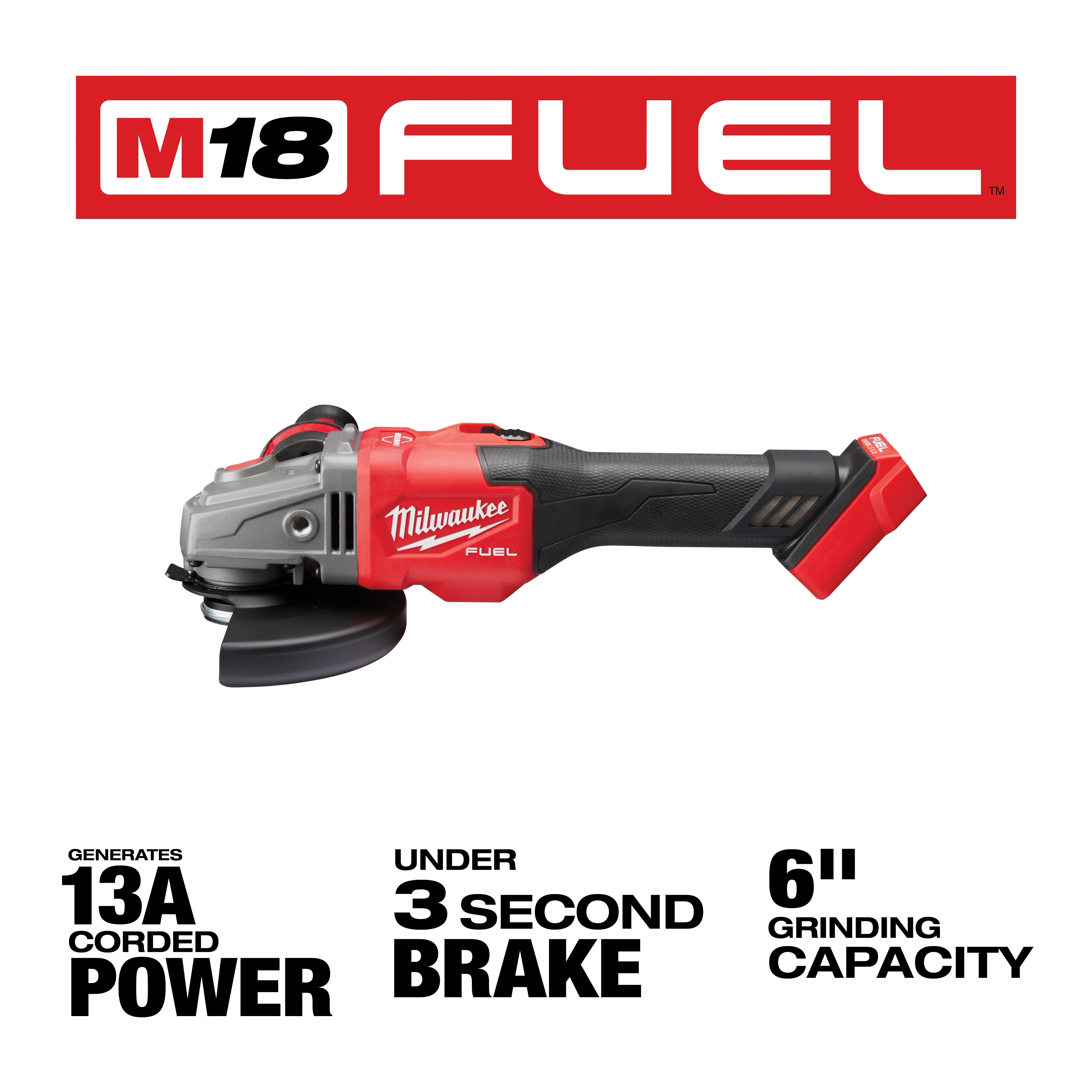 M18 FUEL™ 4-1/2” - 6” Braking Grinder, Slide Switch, Lock-On FUEL USPs