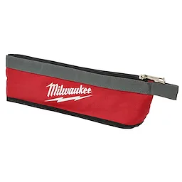 3PC Multi-Size Zipper Pouches, featuring a red fabric with a black base and gray zipper strip, branded with a Milwaukee logo.