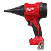 The M18™ Brushless Precision Blower is a red, handheld tool by Milwaukee. It features a comfortable handle, a brushless motor, and a tapered nozzle for precise airflow control. The design includes black and grey accents with the Milwaukee logo on the side.