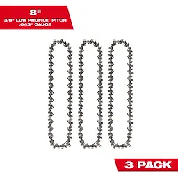 Pack of 3 chains, 8 inches long with a 3/8 inch low profile pitch and a 0.043 inch gauge