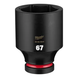 SHOCKWAVE Impact Duty 1" Drive 67mm Deep 6 Point Socket standing upright with 67 marking and red ring near base.