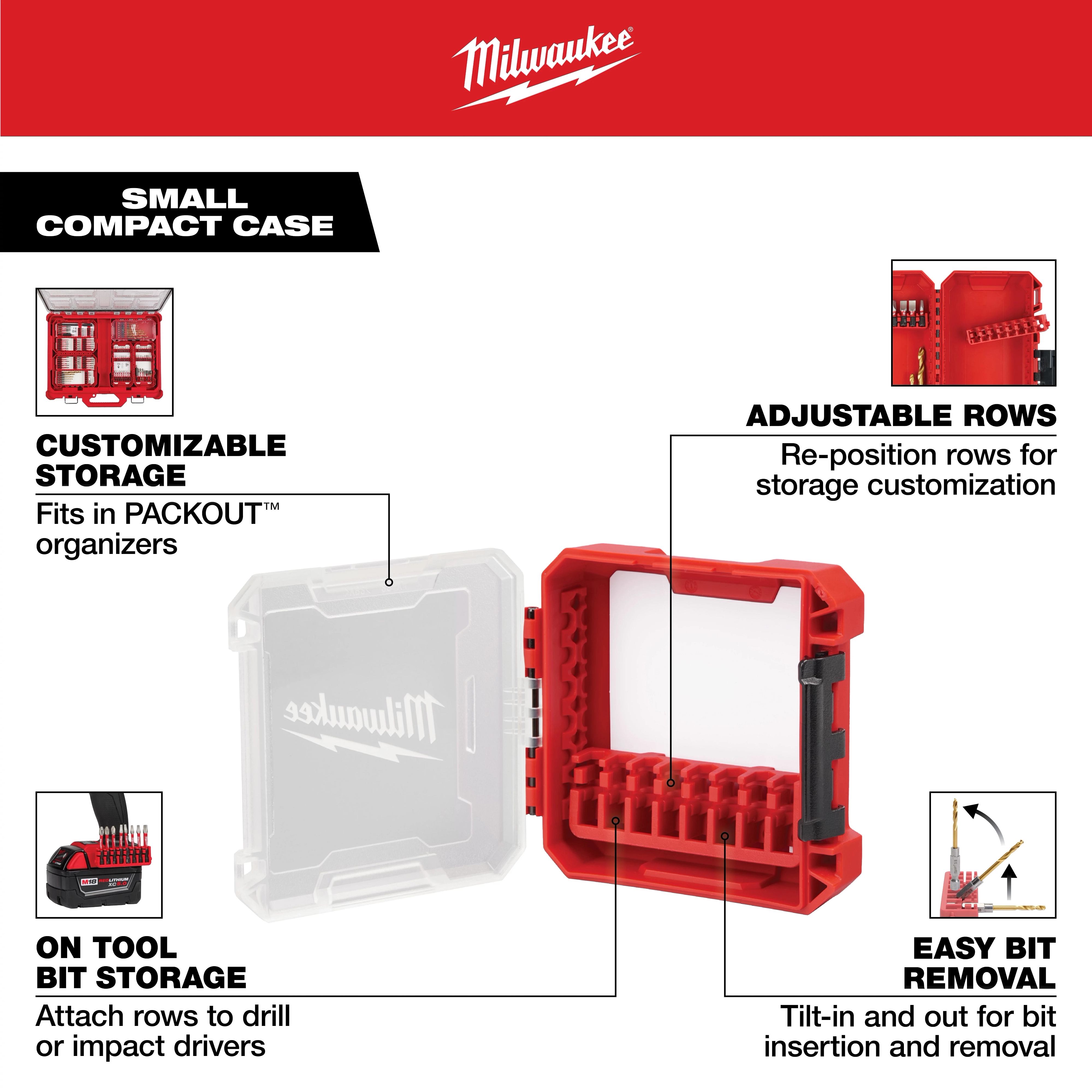 MILWAUKEE® Customizable Small Compact Case for Impact Driver Accessories