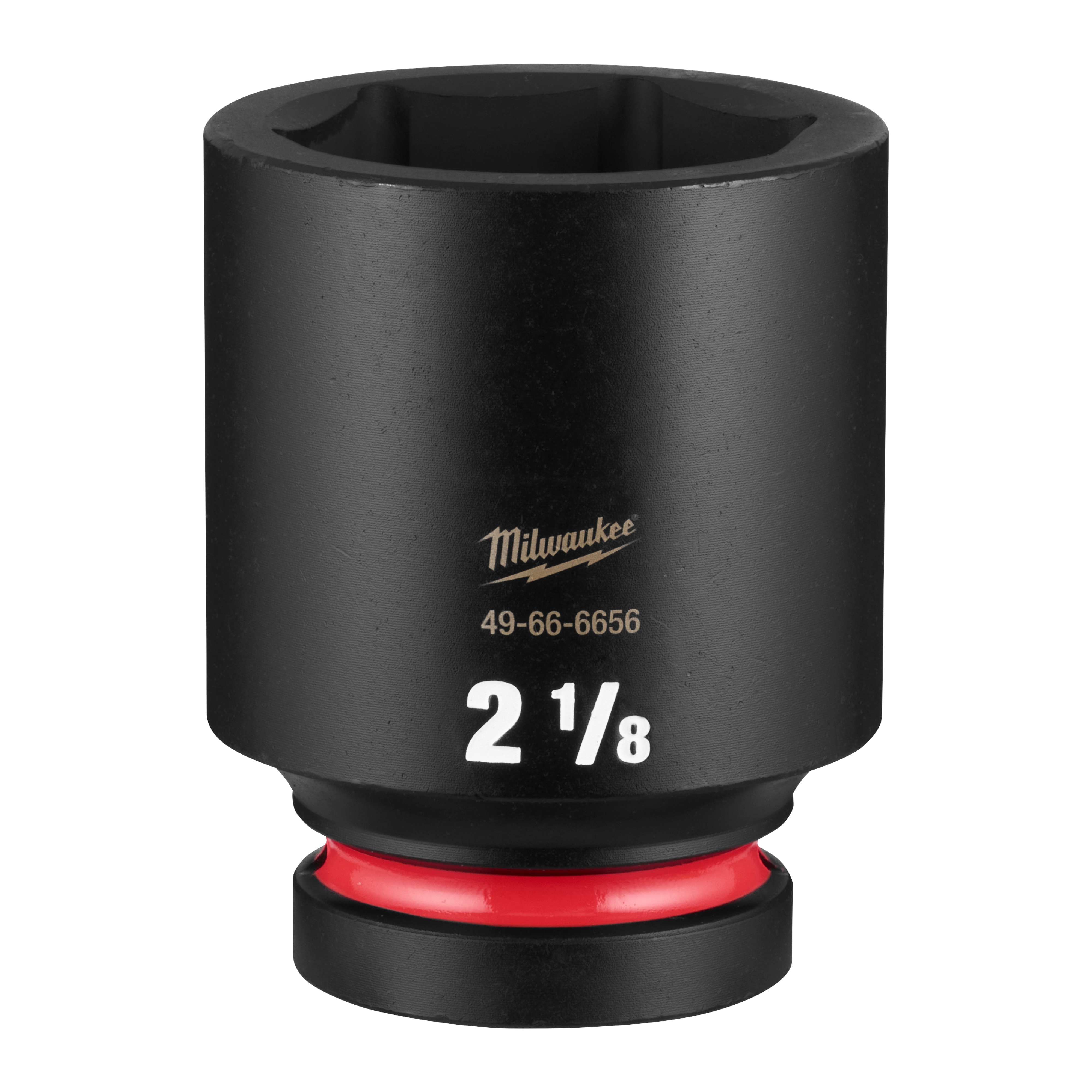 SHOCKWAVE Impact Duty 1" Drive 2-1/8" Deep 6 Point Socket standing upright with visible size marking 2 1/8.