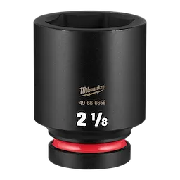 SHOCKWAVE Impact Duty 1" Drive 2-1/8" Deep 6 Point Socket standing upright with visible size marking 2 1/8.