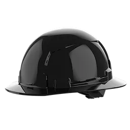BOLT Black Full Brim Vented Hard Hat w/4pt Ratcheting Suspension (USA) - Type 1, Class C on a plain background