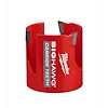 Red 2-9/16" BIG HAWG with Carbide Teeth hole saw featuring three carbide teeth and the Milwaukee logo on the front.