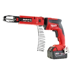 The Collator M18 FUEL Drywall Screw Gun Kit is a cordless red and black screw gun designed for efficient drywall installation. It features a long extension for quick screw placement and includes an M18 REDLITHIUM XC 5.0 battery pack.