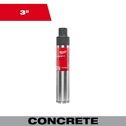 3" Diamond Premium Wet Core Bit with a stainless steel body, red label, and black top section for drilling into concrete.