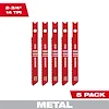 Five red 2-3/4" 14TPI U-Shank metal high-speed steel jig saw blades are displayed vertically. Packaging states "5 Pack" and "Metal."