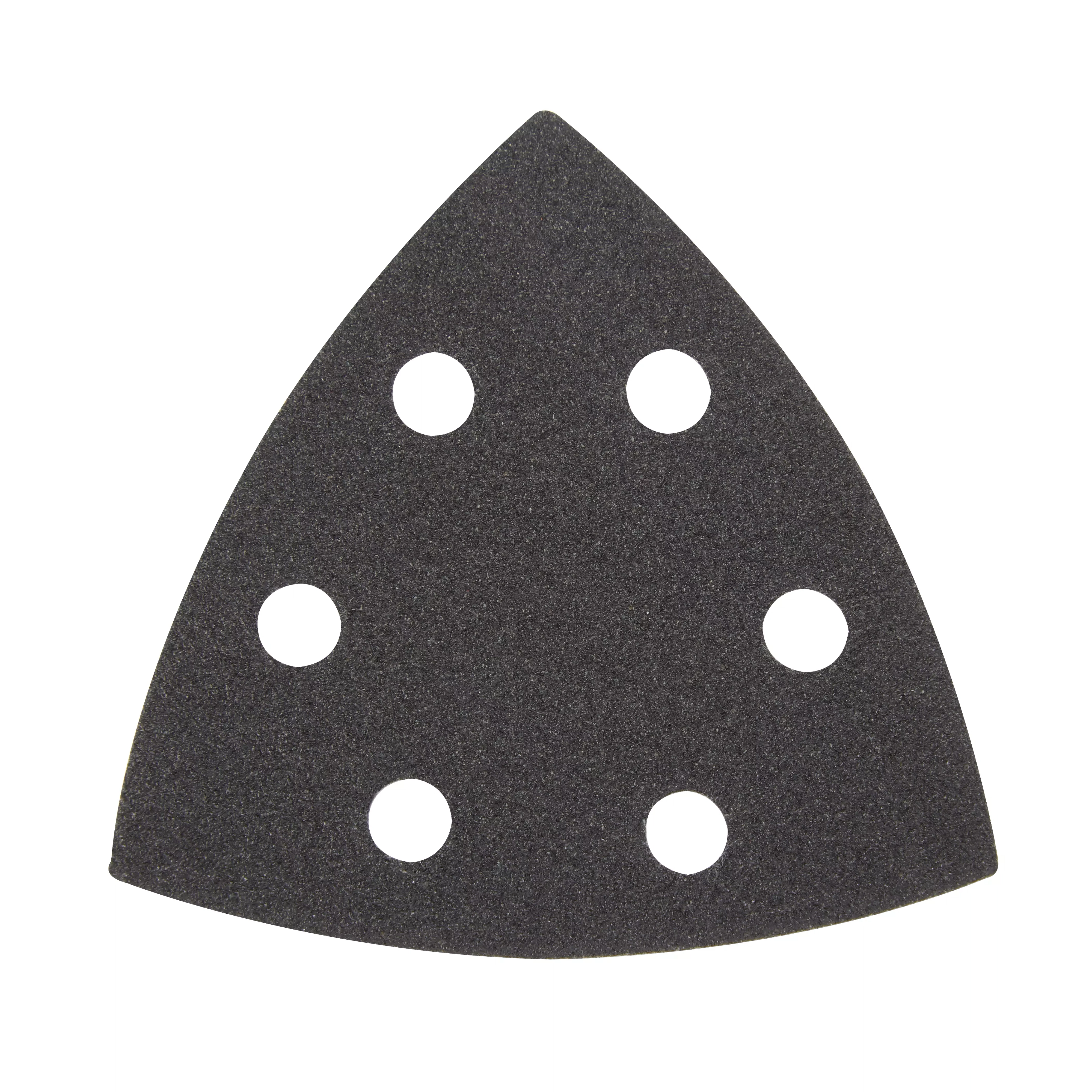 Milwaukee OMT Blades, 120 Grit Sandpaper pack, contains six triangular sheets each with six holes for dust extraction.