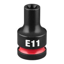 SHOCKWAVE Impact Duty 1/2" Drive E-Torx E11 Bit Socket standing upright with E11 marking and a red band near the base.