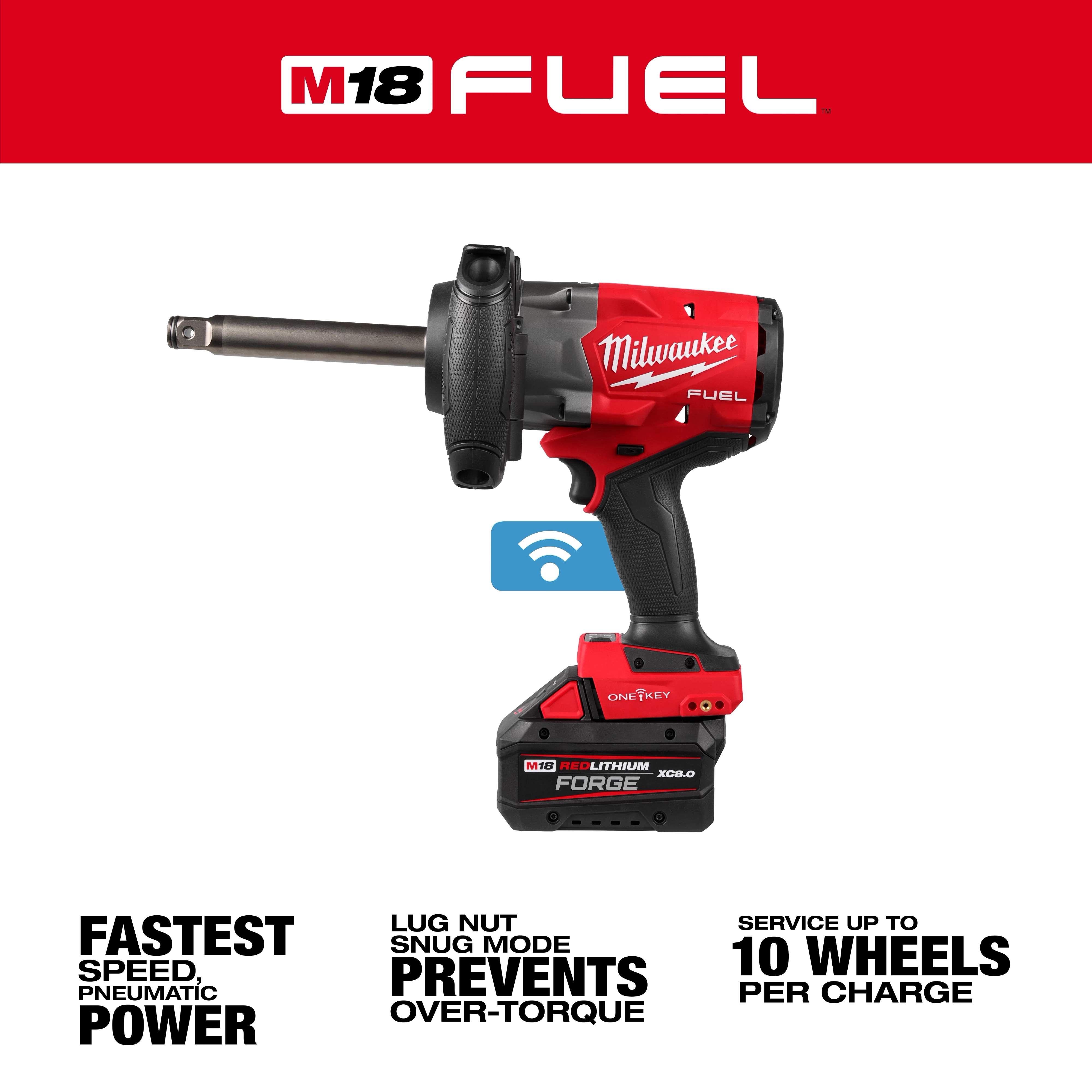 M18 FUEL 3/4" Extended Anvil High Torque Impact Wrench w/ ONE-KEY Kit displayed on a white background.