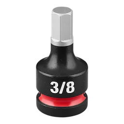SHOCKWAVE Impact Duty 1/2" Drive 2" Hex 3/8" Bit Socket standing upright with 3/8 marking and red ring.