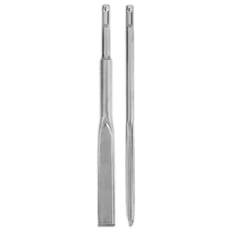 SDS-PLUS SLEDGE Bull Point & Flat Chisel 2 Pack, featuring two metallic chisel tools, one flat and one pointed, with SDS-PLUS shafts.