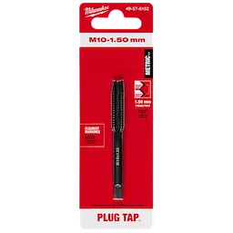 M10-1.50 mm Straight Flute Plug Tap in red packaging with metric marking, 1.50 mm thread pitch, and clear product labeling.