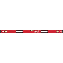 REDSTICK Level in red with three bubble vials for accurate leveling. The product features a central handle and measurement markings.