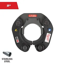 2” IPS-ASP Press Ring for M18 FORCE LOGIC Long Throw Press Tool in black, marked with product name, stainless steel icon and branding.