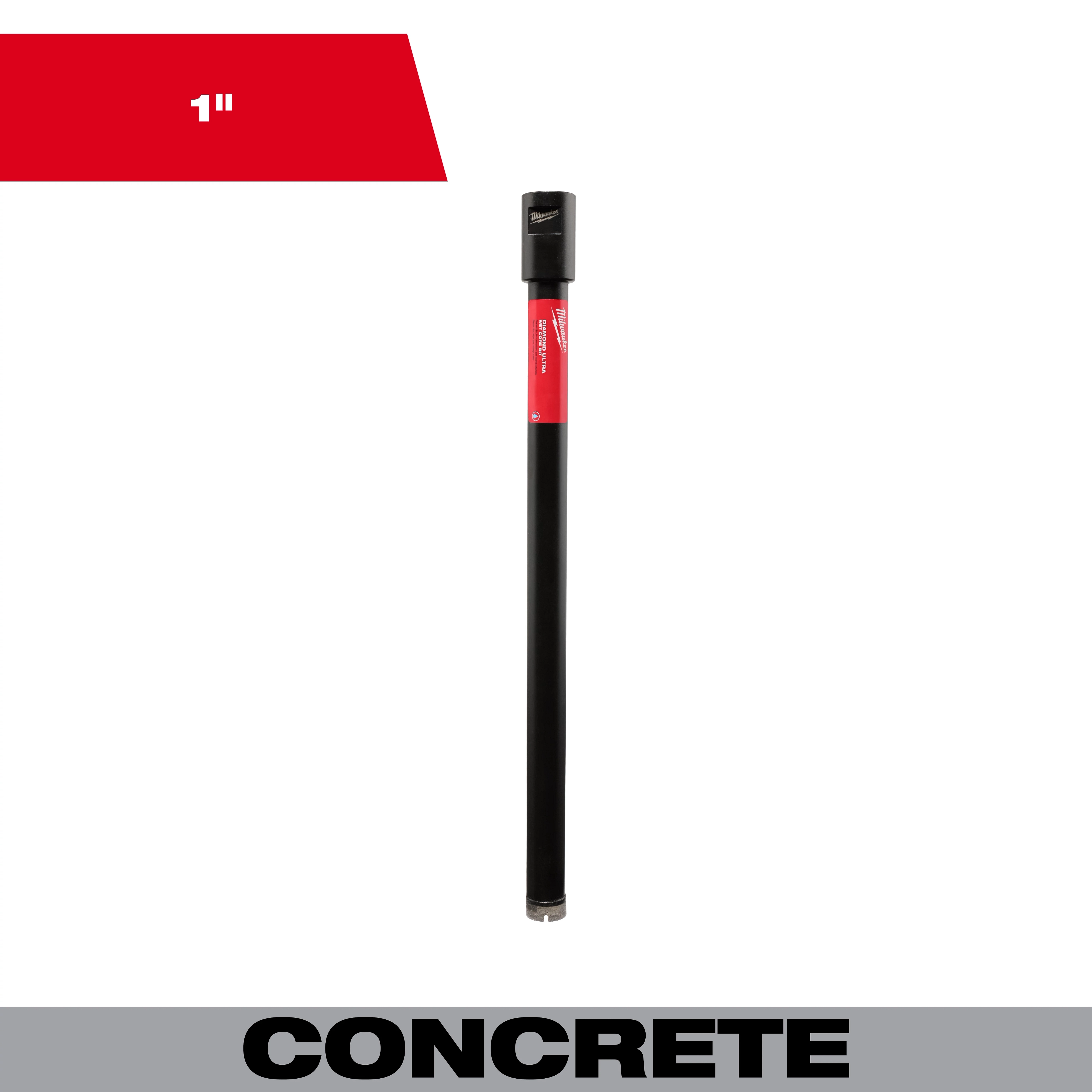 1" Diamond Ultra Wet Core Bit designed for drilling through concrete. The bit has a black body with a red label.
