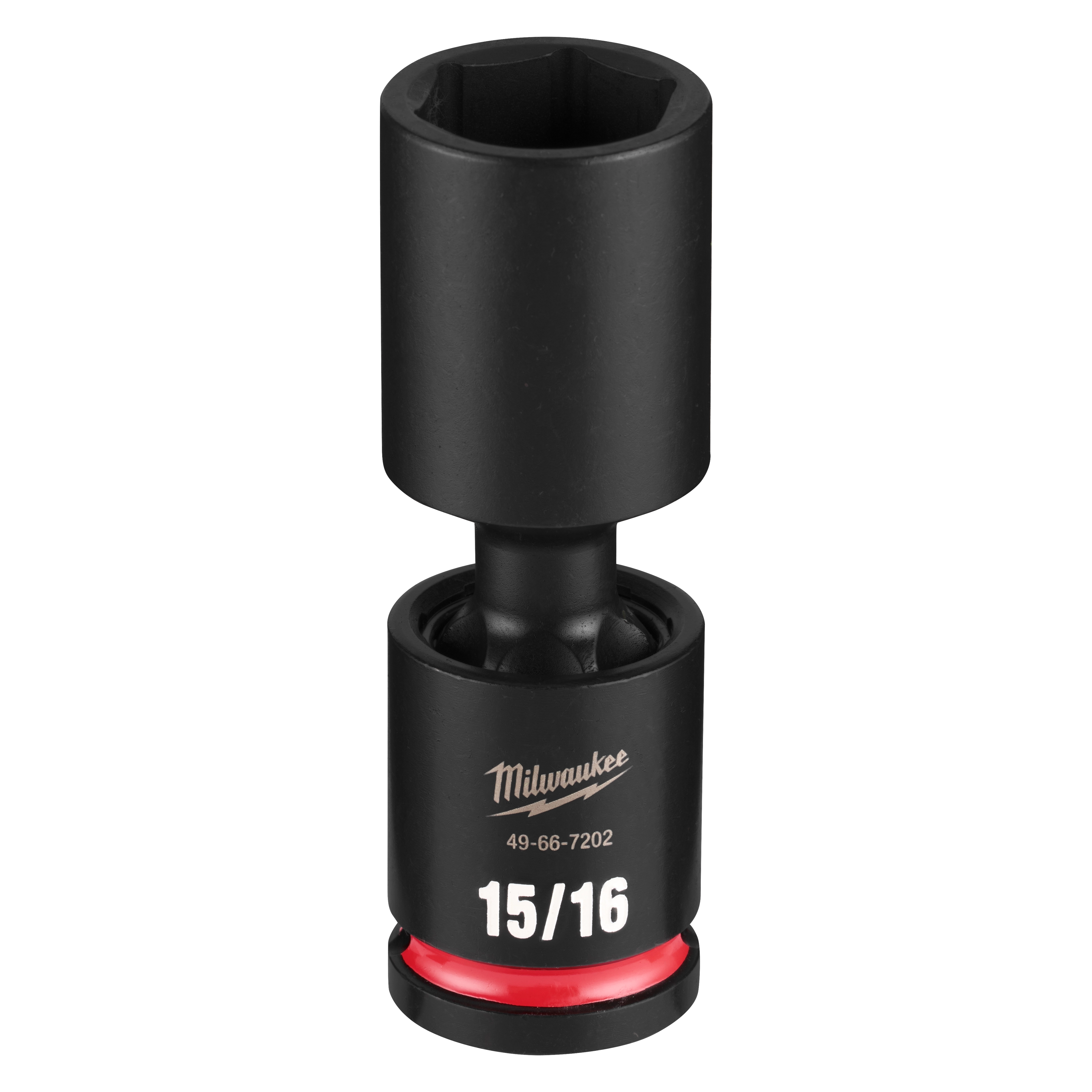 SHOCKWAVE Impact Duty 1/2" Drive 15/16" Deep Swivel Socket standing upright with 15/16 marking visible.