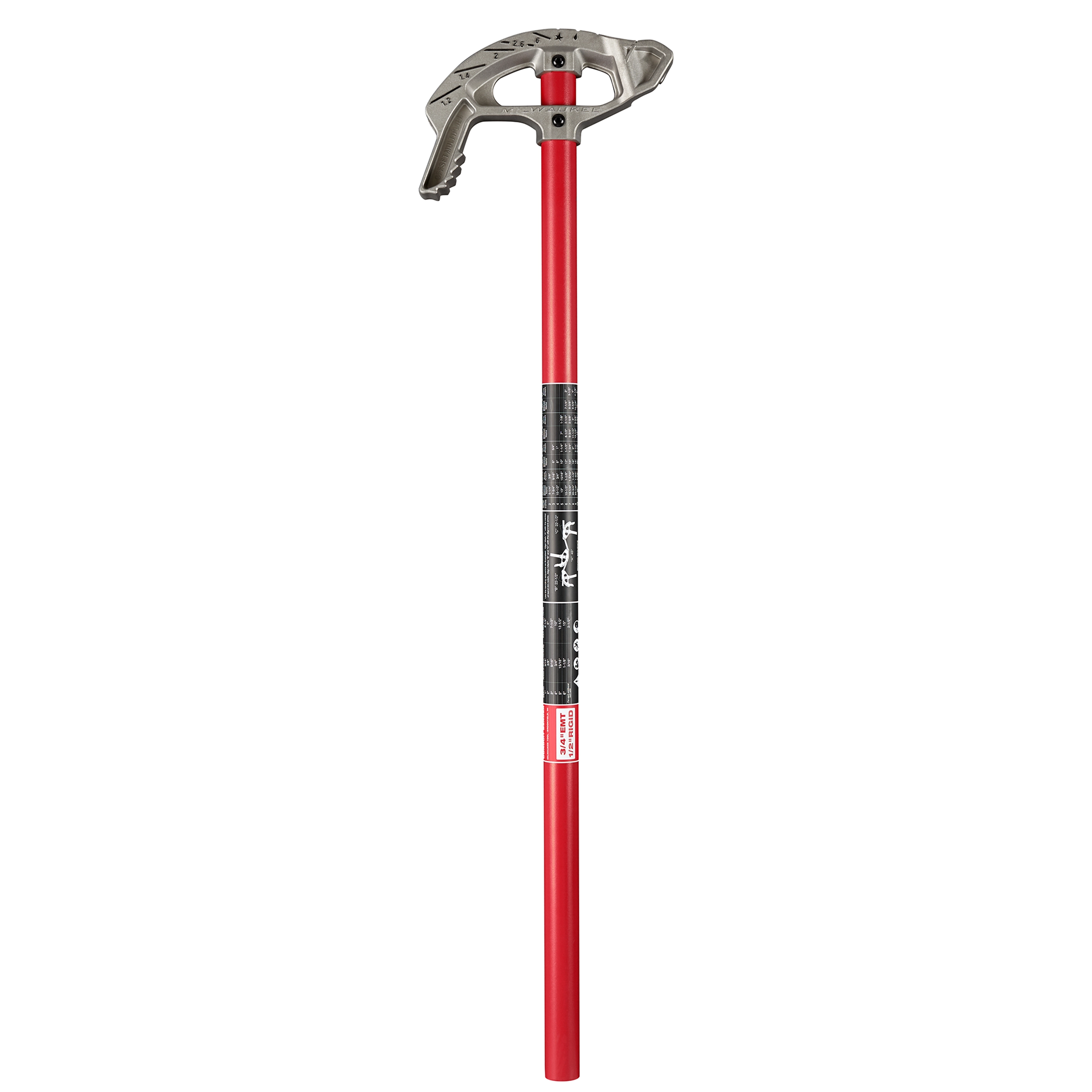 3/4" EMT Aluminum Conduit Bender with a red handle and a gray, durable head for bending electrical metal tubing.