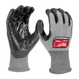 Cut Level 4 High Dexterity Polyurethane Dipped Gloves - XL with black palms and gray fabric, thumb and index finger curled.