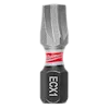 The image shows a single SHOCKWAVE™ 1" Impact Duty ECX™ 1 Insert Bit. It has a short, hexagonal base labeled "ECX1" and a gray tip with a Milwaukee logo on a white and red band around the middle.